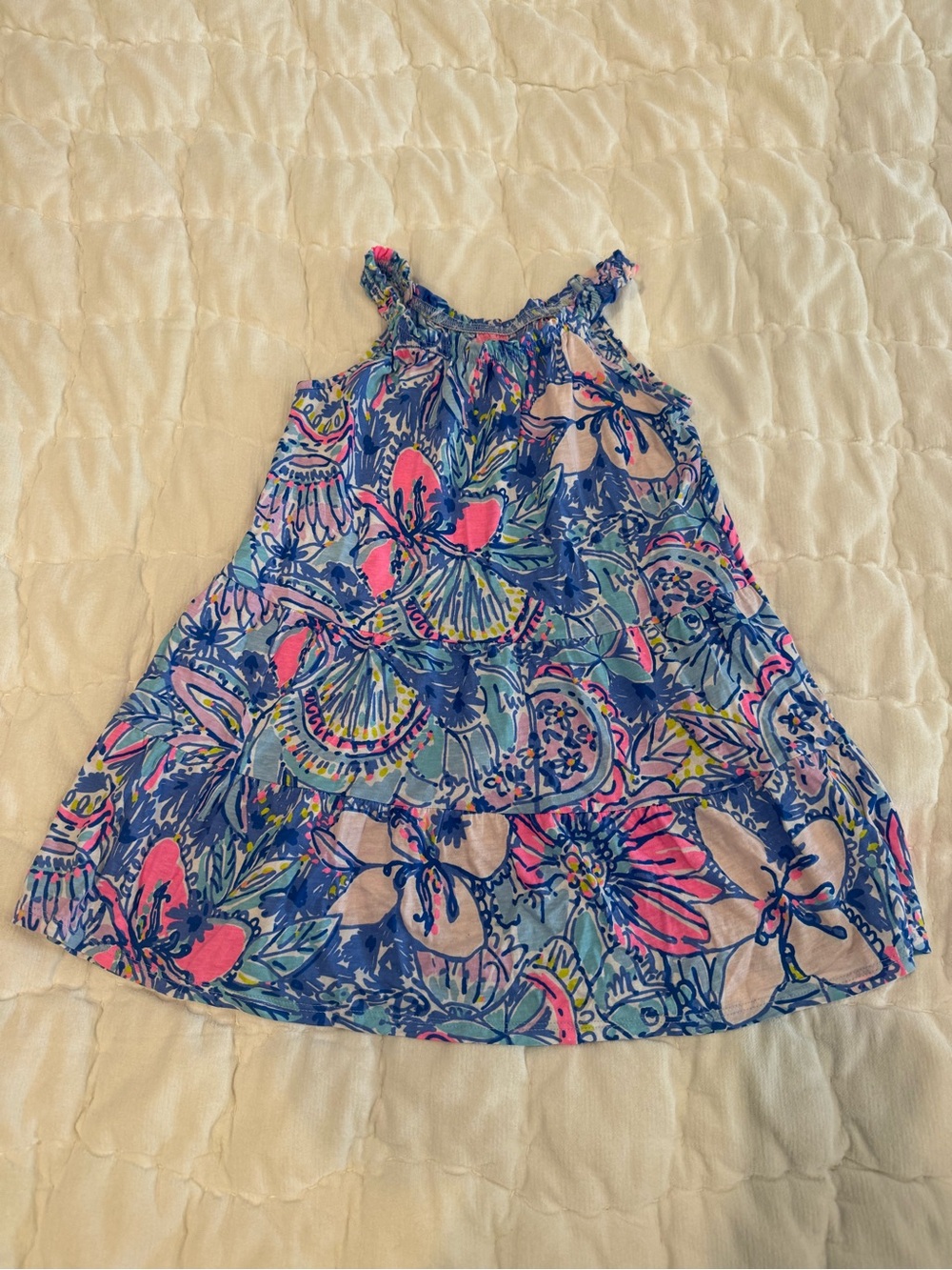 Lilly Pulitzer Navy, Pink & Green Floral Halter Dress